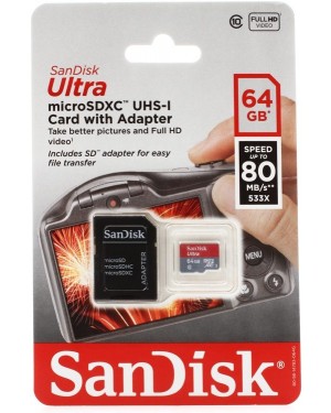 SANDISK 64GB  CLASE 10 ULTRA 80 MBPS 533X